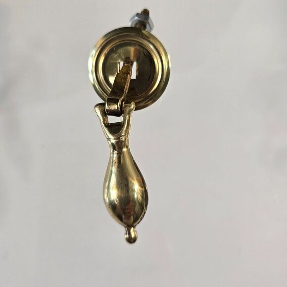 Cabinet Drawer 4 Teardrop Drop Pulls w Backplates Vintage Furniture Hardware - Picture 3 of 6